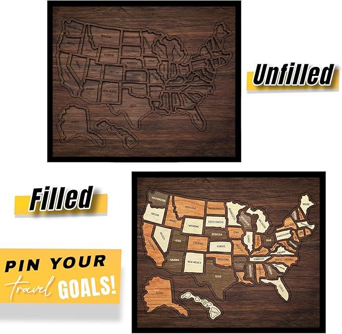 Wooden U.S. travel map puzzle