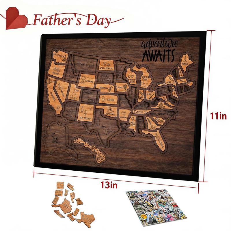 Wooden U.S. travel map puzzle