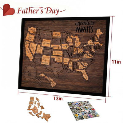 Wooden U.S. travel map puzzle