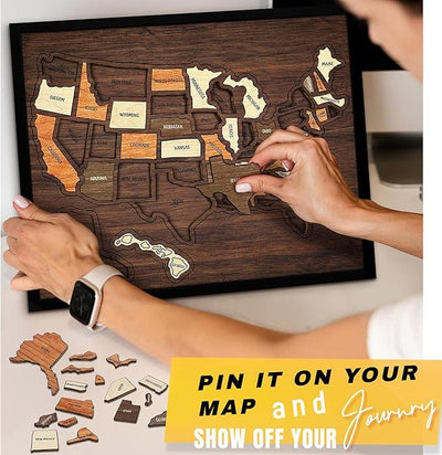 Wooden U.S. travel map puzzle
