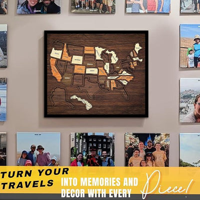 Wooden U.S. travel map puzzle